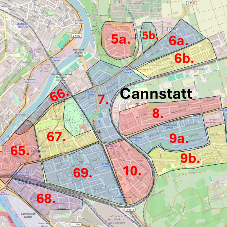 Cannstatt Verteilergebiete