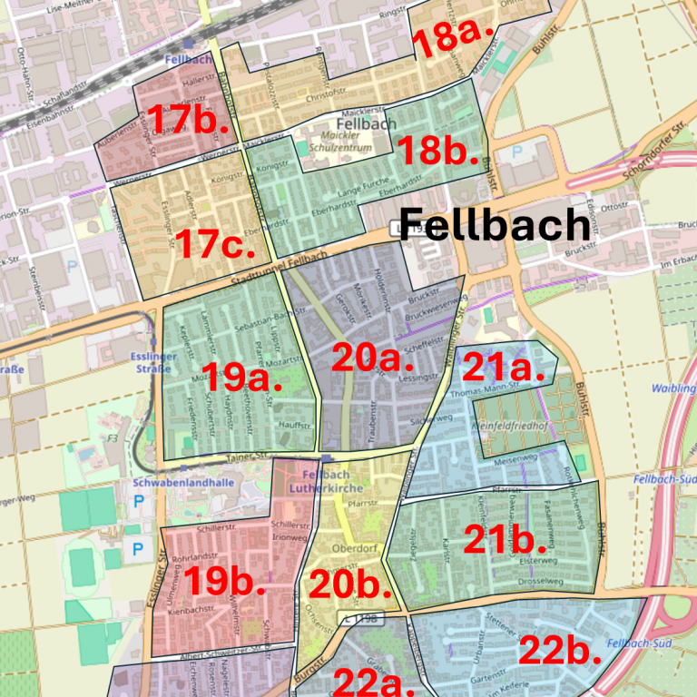 Fellbach Verteilergebiete