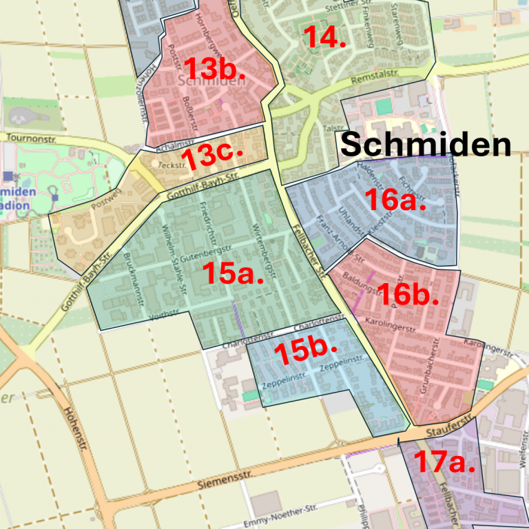 Schmiden Verteilergebiete